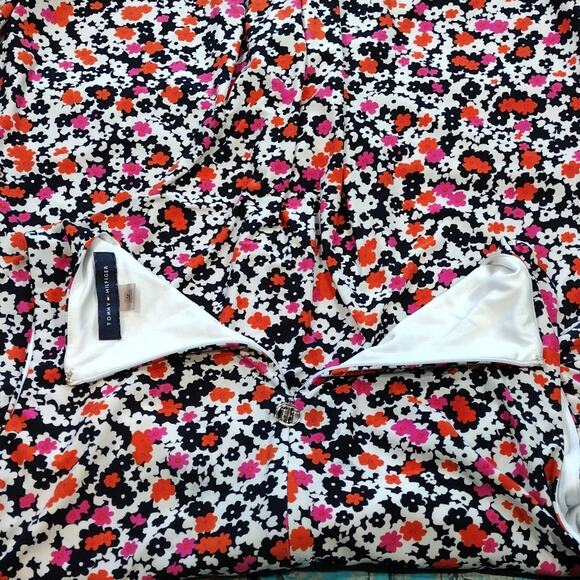 Tommy Hilfiger Navy Pink Orange Floral Flower Summer Stretchy Plus Size Dress 14 - Picture 13 of 14